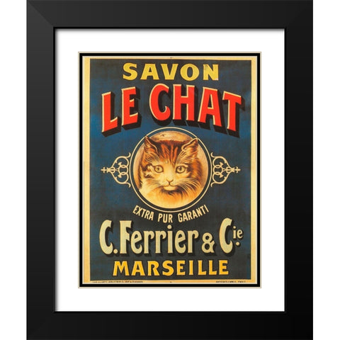 Savon Le Chat Black Modern Wood Framed Art Print with Double Matting by Vintage Apple Collection