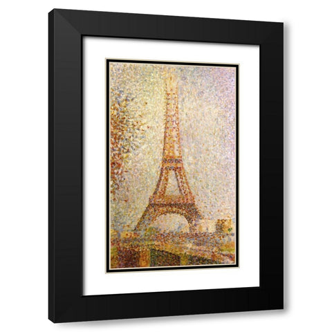 Eiffel Tower by Seurat Black Modern Wood Framed Art Print with Double Matting by Vintage Apple Collection