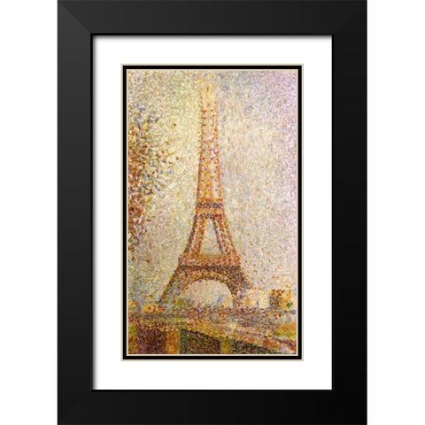 Eiffel Tower by Seurat Black Modern Wood Framed Art Print with Double Matting by Vintage Apple Collection