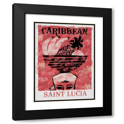 Saint Lucia Black Modern Wood Framed Art Print with Double Matting by Vintage Apple Collection
