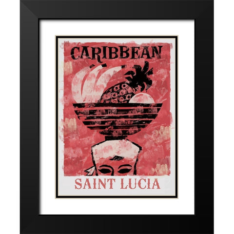 Saint Lucia Black Modern Wood Framed Art Print with Double Matting by Vintage Apple Collection