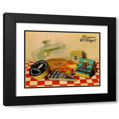 Vintage Cheese - Fromage Black Modern Wood Framed Art Print with Double Matting by Vintage Apple Collection