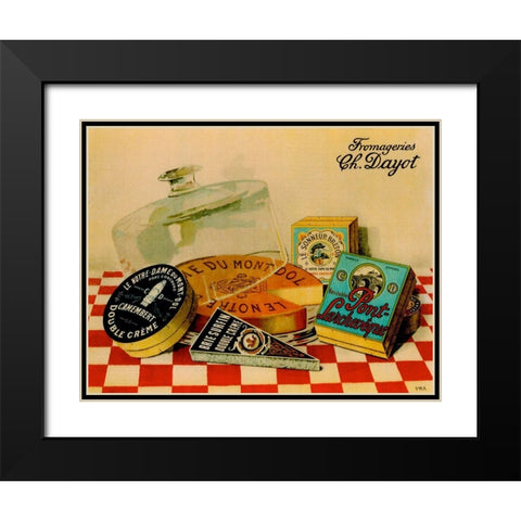 Vintage Cheese - Fromage Black Modern Wood Framed Art Print with Double Matting by Vintage Apple Collection