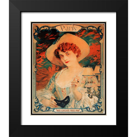 Paris Mardis Gras Black Modern Wood Framed Art Print with Double Matting by Vintage Apple Collection