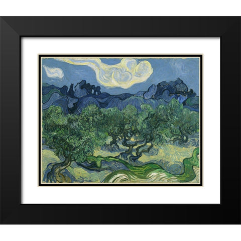 Van Gogh-Olive Trees Black Modern Wood Framed Art Print with Double Matting by Vintage Apple Collection