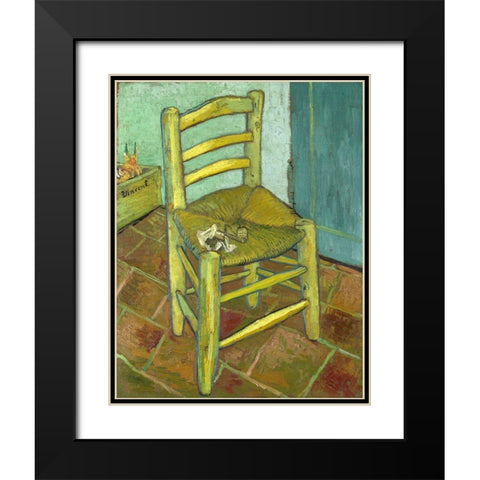 Van Gogh-Vincents Chair with His Pipe Black Modern Wood Framed Art Print with Double Matting by Vintage Apple Collection