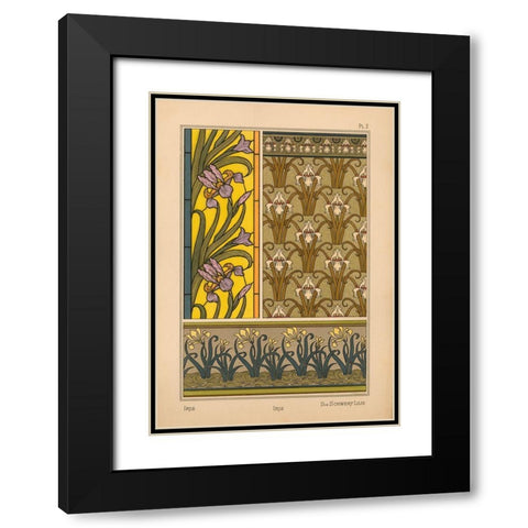 Plate 02 - Iris Black Modern Wood Framed Art Print with Double Matting by Vintage Apple Collection