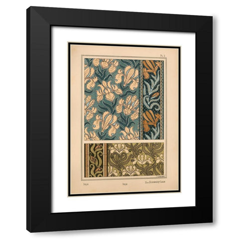 Plate 03 - Iris Black Modern Wood Framed Art Print with Double Matting by Vintage Apple Collection