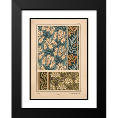 Plate 03 - Iris Black Modern Wood Framed Art Print with Double Matting by Vintage Apple Collection