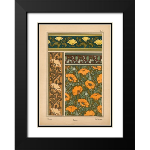 Plate 05 - Poppy Black Modern Wood Framed Art Print with Double Matting by Vintage Apple Collection