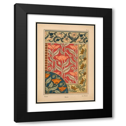 Plate 06 - Poppy Black Modern Wood Framed Art Print with Double Matting by Vintage Apple Collection