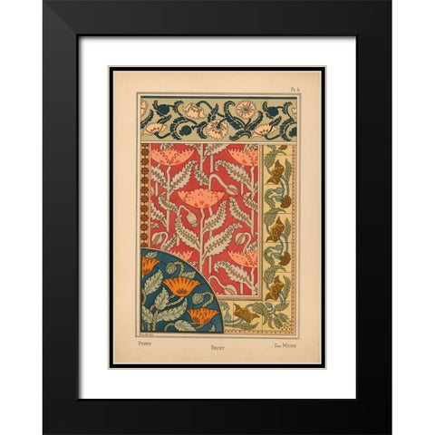 Plate 06 - Poppy Black Modern Wood Framed Art Print with Double Matting by Vintage Apple Collection