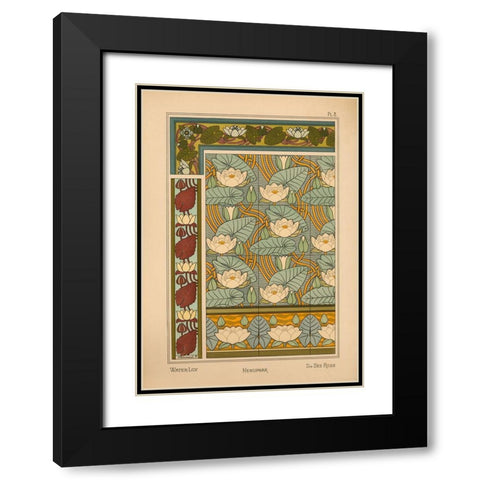 Plate 08 - Water-Lily Black Modern Wood Framed Art Print with Double Matting by Vintage Apple Collection