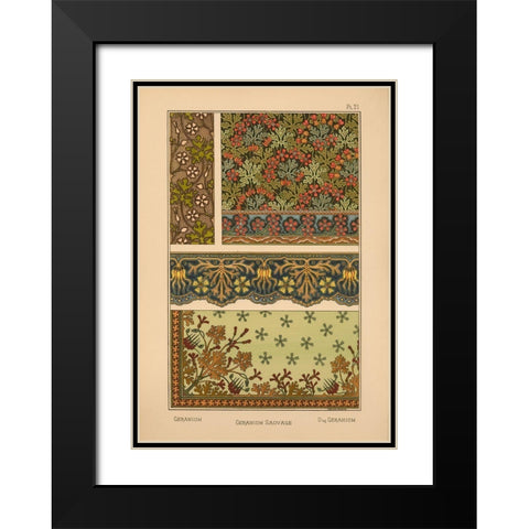 Plate 21 - Geranium Black Modern Wood Framed Art Print with Double Matting by Vintage Apple Collection