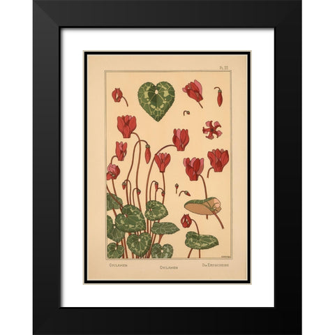 Plate 22 - Cyclamen Black Modern Wood Framed Art Print with Double Matting by Vintage Apple Collection
