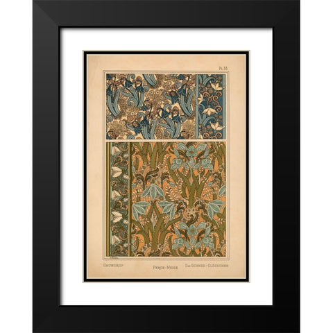 Plate 33 - Snowdrop Black Modern Wood Framed Art Print with Double Matting by Vintage Apple Collection