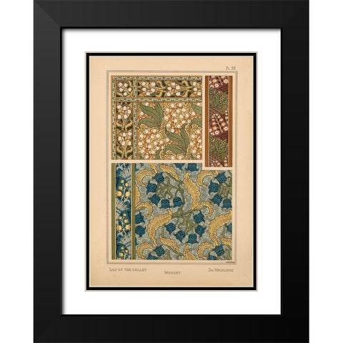 Plate 38 - Lily of the Valley Black Modern Wood Framed Art Print with Double Matting by Vintage Apple Collection