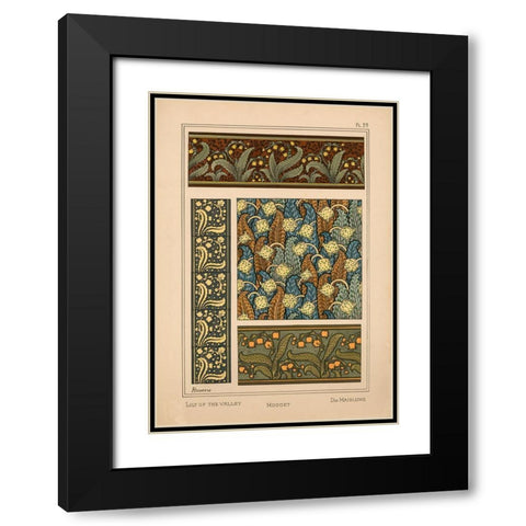 Plate 39 - Lily of the Valley Black Modern Wood Framed Art Print with Double Matting by Vintage Apple Collection