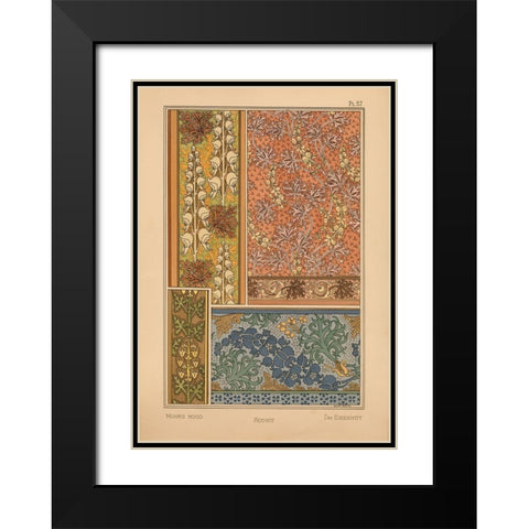 Plate 57 - Monks-hood Black Modern Wood Framed Art Print with Double Matting by Vintage Apple Collection
