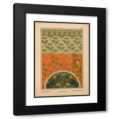 Plate 71 - Chrysanthemum Black Modern Wood Framed Art Print with Double Matting by Vintage Apple Collection