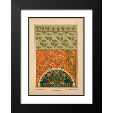 Plate 71 - Chrysanthemum Black Modern Wood Framed Art Print with Double Matting by Vintage Apple Collection