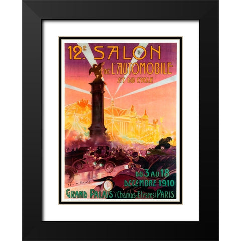 Salon de Automobile Black Modern Wood Framed Art Print with Double Matting by Vintage Apple Collection