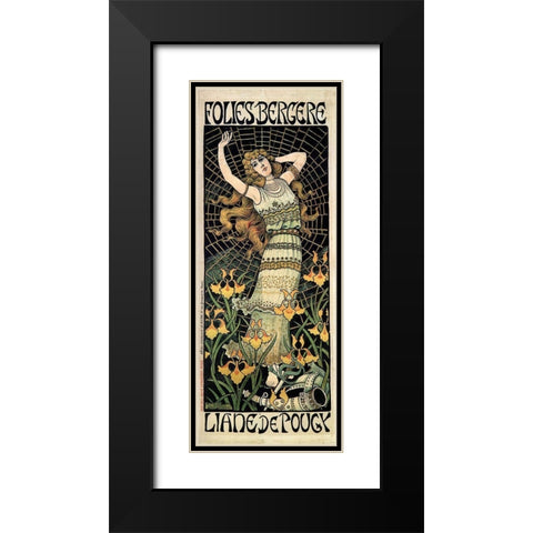 Berthon Folies Bergere 1896 Black Modern Wood Framed Art Print with Double Matting by Vintage Apple Collection