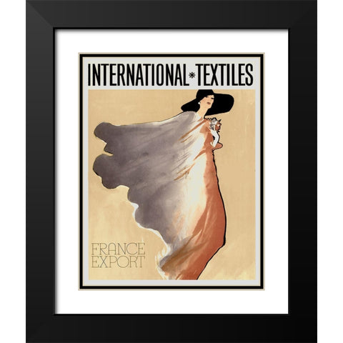 Fashion Paris Blue and Red Black Modern Wood Framed Art Print with Double Matting by Vintage Apple Collection