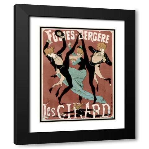 Folies Bergere Black Modern Wood Framed Art Print with Double Matting by Vintage Apple Collection