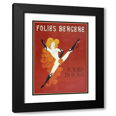Folies Bergere Risque Black Modern Wood Framed Art Print with Double Matting by Vintage Apple Collection