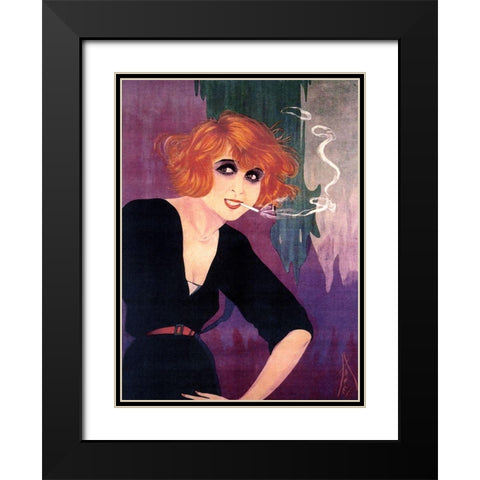 Mistinguette II Black Modern Wood Framed Art Print with Double Matting by Vintage Apple Collection