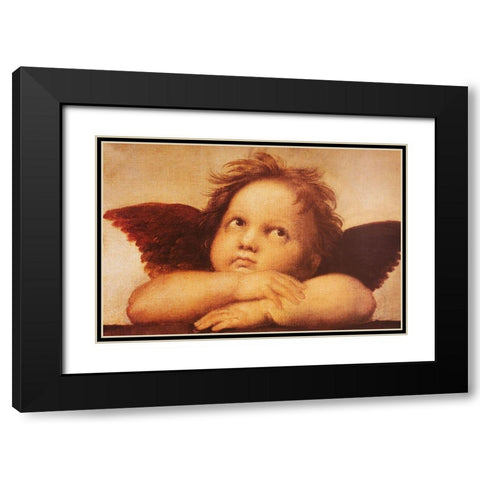 Classic Cherub One Black Modern Wood Framed Art Print with Double Matting by Vintage Apple Collection
