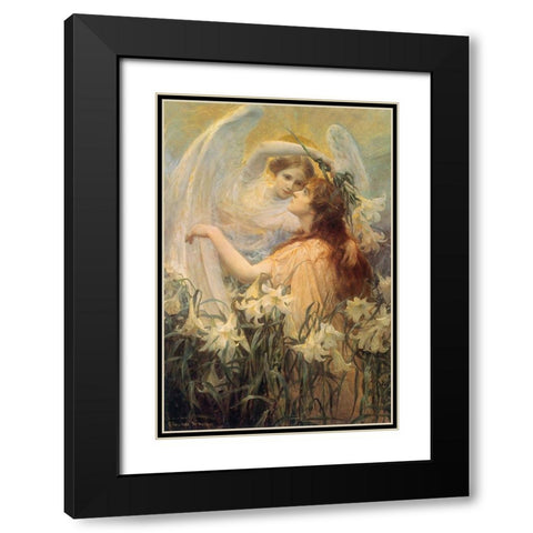 Swinstead-Two Angels Black Modern Wood Framed Art Print with Double Matting by Vintage Apple Collection