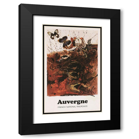 Auvergne Railroads Black Modern Wood Framed Art Print with Double Matting by Vintage Apple Collection