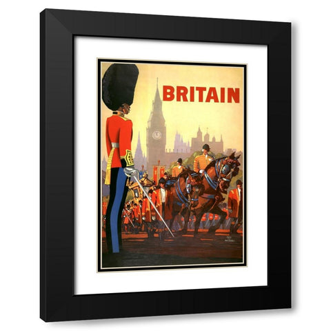 Britain Bighat Black Modern Wood Framed Art Print with Double Matting by Vintage Apple Collection