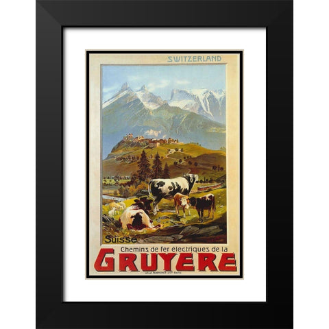 Chemins De Fer De La GruyÃ¨re 1906 Black Modern Wood Framed Art Print with Double Matting by Vintage Apple Collection
