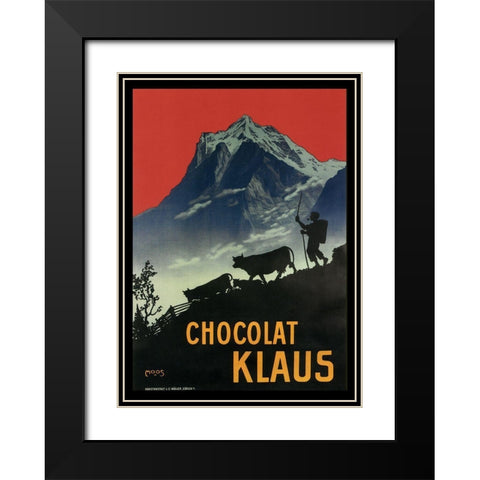 Chocolat Klaus Mountains Switzerland 1910 Black Modern Wood Framed Art Print with Double Matting by Vintage Apple Collection