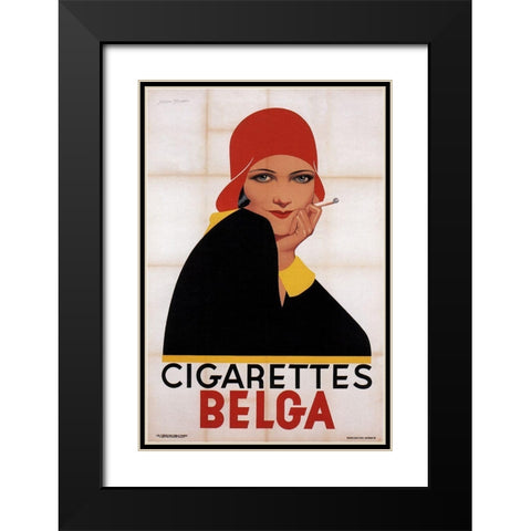 Cigarettes Belga Redhat Black Modern Wood Framed Art Print with Double Matting by Vintage Apple Collection