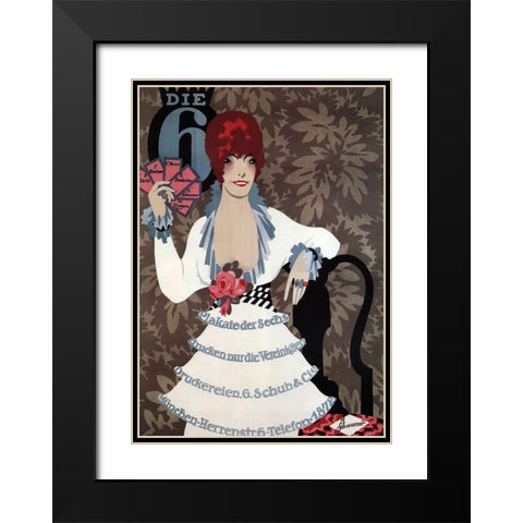 Die6Germany 1914 Whitedress Black Modern Wood Framed Art Print with Double Matting by Vintage Apple Collection
