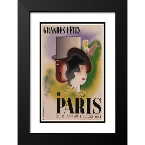 Greatfeasts Of Paris Black Modern Wood Framed Art Print with Double Matting by Vintage Apple Collection