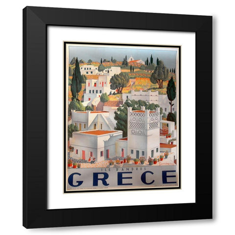 Grece Dandros Black Modern Wood Framed Art Print with Double Matting by Vintage Apple Collection