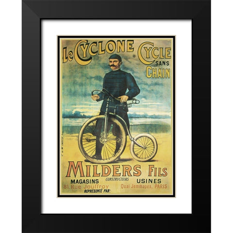 Le Cyclone Cycle Black Modern Wood Framed Art Print with Double Matting by Vintage Apple Collection