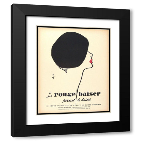 Le Rouge Baiser Black Modern Wood Framed Art Print with Double Matting by Vintage Apple Collection