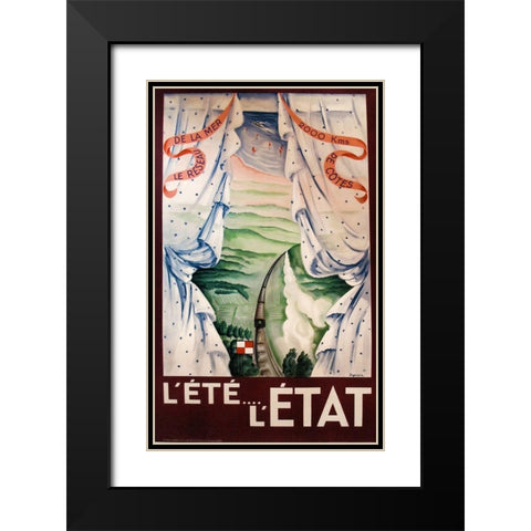 Lete Letat Black Modern Wood Framed Art Print with Double Matting by Vintage Apple Collection