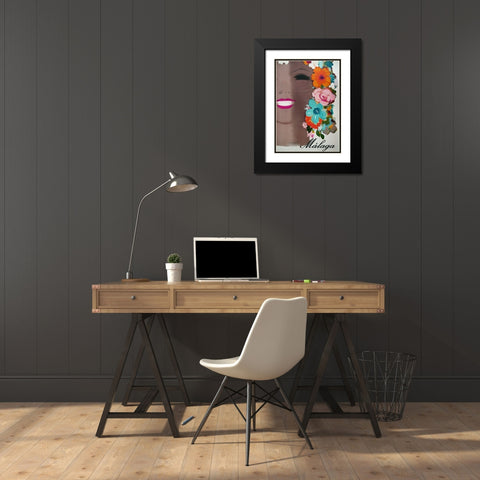 Malaga Black Modern Wood Framed Art Print with Double Matting by Vintage Apple Collection