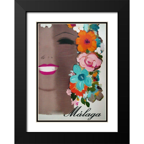 Malaga Black Modern Wood Framed Art Print with Double Matting by Vintage Apple Collection