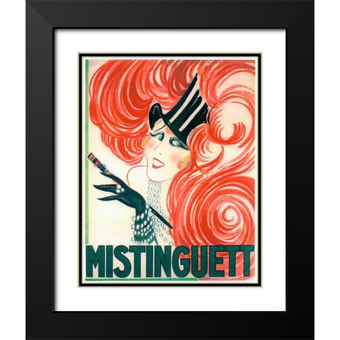 Mistinguett Redhead Cane Black Modern Wood Framed Art Print with Double Matting by Vintage Apple Collection