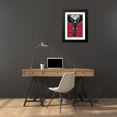Moscow Circus Ussr Black Modern Wood Framed Art Print with Double Matting by Vintage Apple Collection