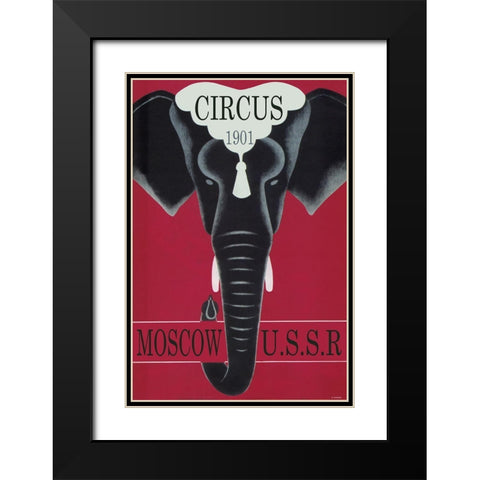 Moscow Circus Ussr Black Modern Wood Framed Art Print with Double Matting by Vintage Apple Collection