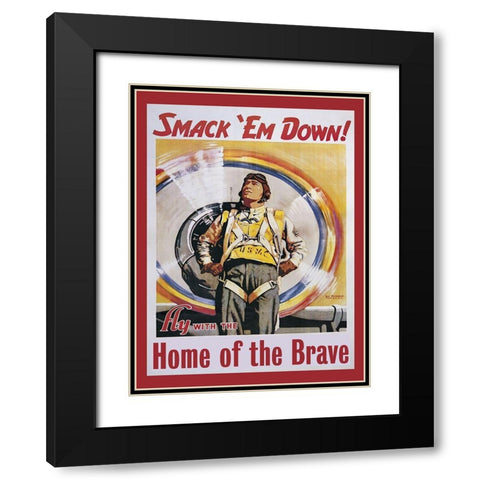 Smackdown Marines Black Modern Wood Framed Art Print with Double Matting by Vintage Apple Collection